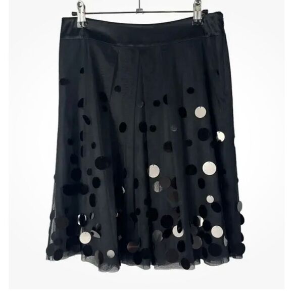 Ann Taylor Petite Black Sequin Tulle A-Line Skirt 2 - Picture 1 of 3